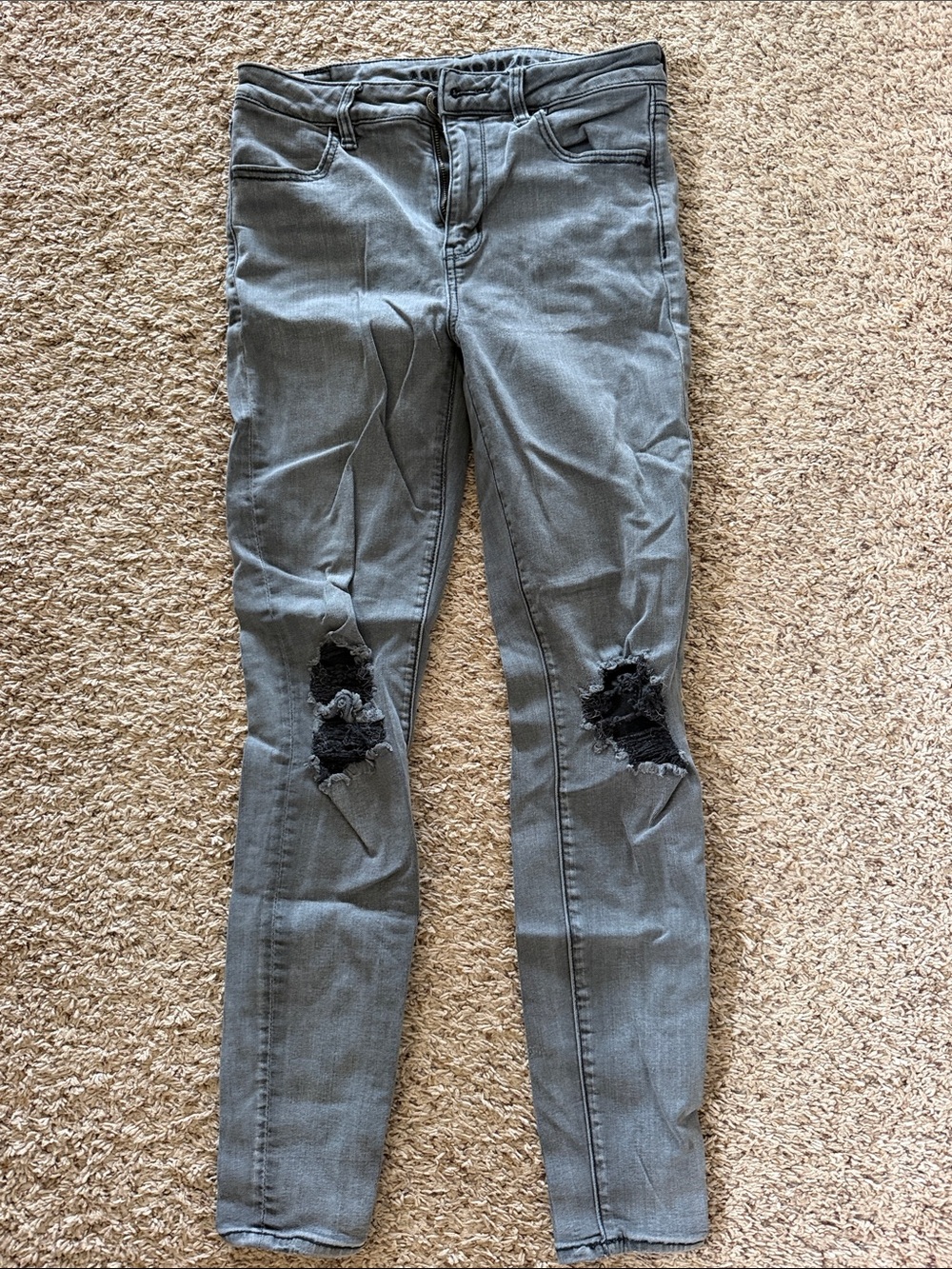 American Eagle Outfitters Gray Distressed Jeggings